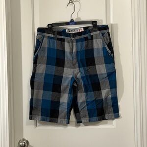 Micros Blue and Black Checkered Men's Shorts